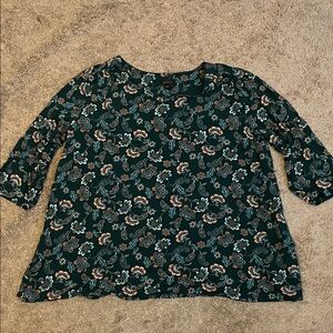 J. Jill Teal Floral Women's Blouse